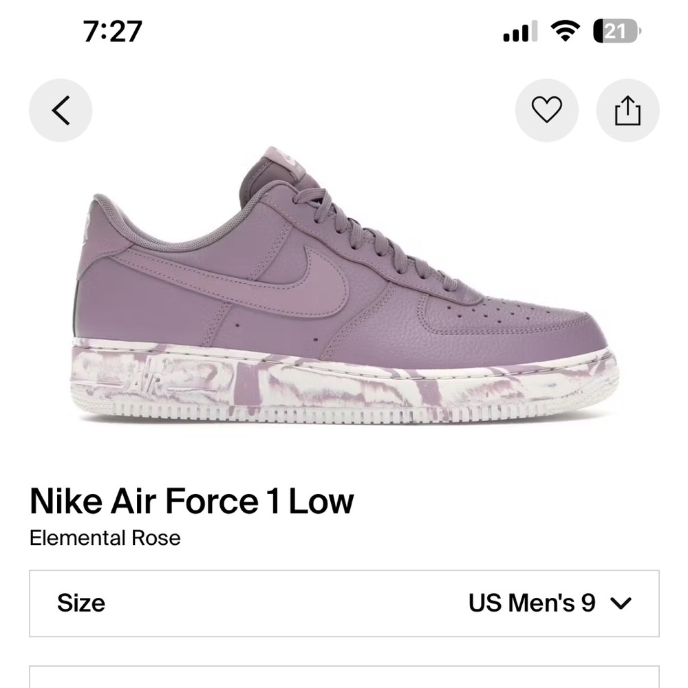 Men’s Nike Air Force 1 low element rose size 9